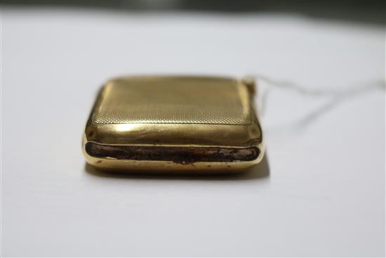 A George V 18ct gold vesta case by Asprey & Co Ltd, 49mm.